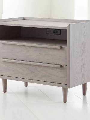 Tate Stone 2-drawer Mid-century Nightstand With Power Outlet