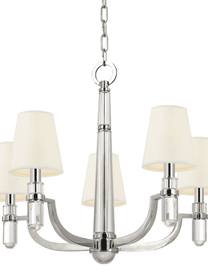 Dayton 5 Light Chandelier With Shade Aged Brass