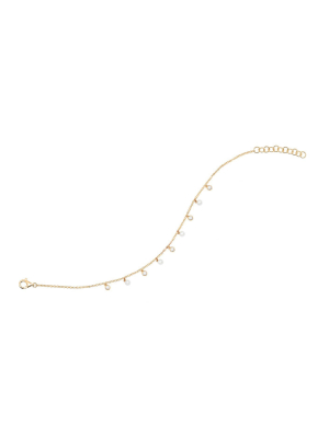 Ef Collection Diamond Bezel & Pearl Anklet