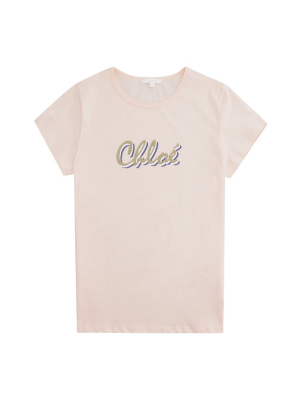 Chloé Kids Logo Print Crewneck T-shirt