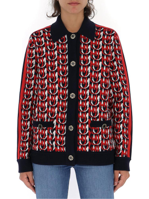 Miu Miu All Over Monogram Jacquard Cardigan