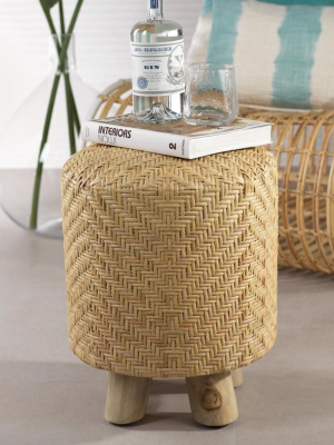 Elia Rattan And Teakwood Stool