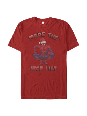 Men's Marvel Christmas Spider-man Nice List T-shirt