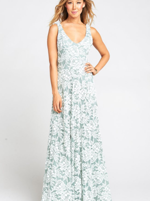 Jenn Maxi Dress ~ Lovers Lace Silver Sage