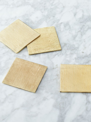 Pleat Gold Coasters Set Of 4