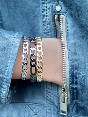 Figaro Link Cuff Bracelet