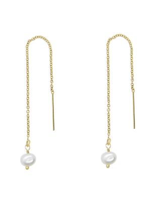 Tiny Baroque Pearl Threader Earrings