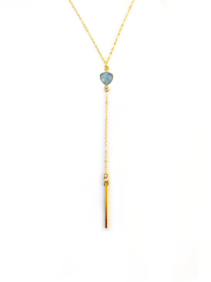 Labradorite Lariat Bar Necklace