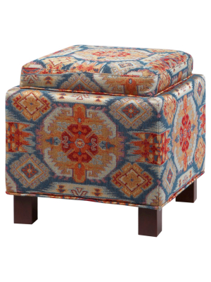 Shelly Square Storage Ottoman With Pillows Red