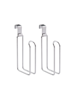 Mdesign Metal Over The Tank Toilet Tissue Paper Roll Holder, 2 Pack - Chrome