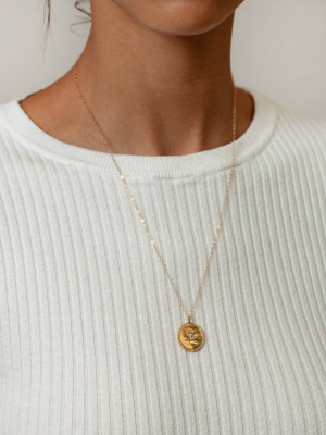 Rose Coin Necklace In Gold