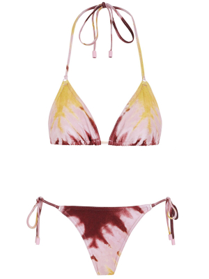 Shelly Mini Tri Bikini Set In Yellow Tie Dye