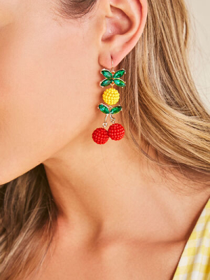 Cherry & Pineapple Drop Earrings