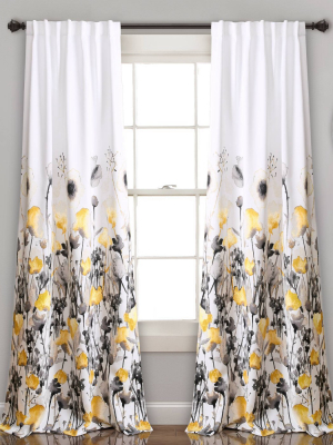 Set Of 2 Zuri Flora Room Darkening Window Curtain Panels - Lush Décor