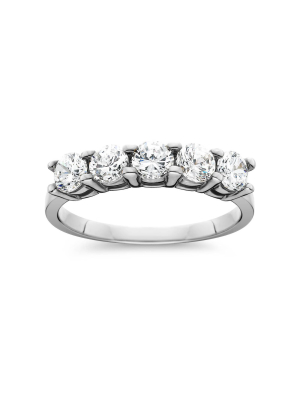 Pompeii3 1ct Diamond Ring Five Stone Womens Anniversary Band 14k White Gold