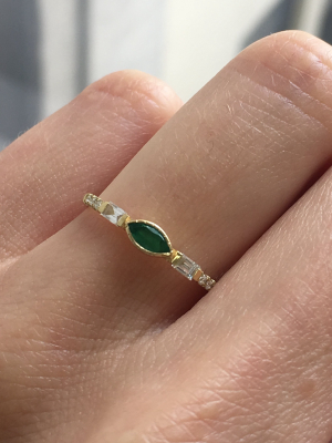 Emerald Marquise Baguette Equilibrium Ring