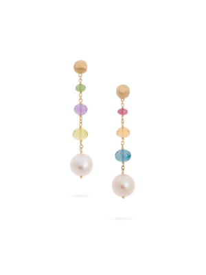Marco Bicego® Africa Collection 18k Yellow Gold Mixed Gemstone And Pearl Drop Earrings