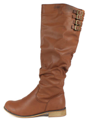 Cindy1 Tan Buckle Riding Boot