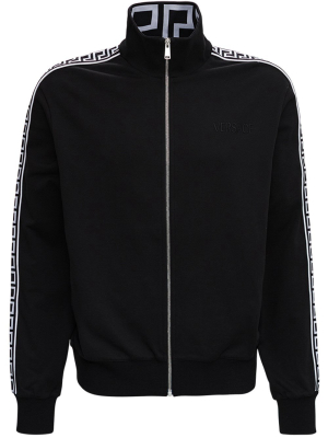 Versace Motif Print Zip-up Sweater