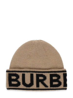 Burberry Logo Intarsia Rolled Hem Beanie