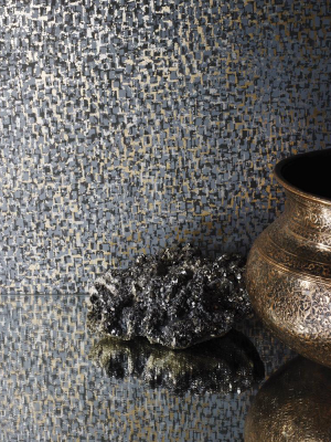 Tesserae Wallpaper In Slate And Metallic Bronze From The Pasha Collection By Osborne & Little