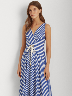 Striped Cotton Wrap Dress