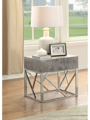 Burgo End Table Faux Marble Chrome - Acme Furniture