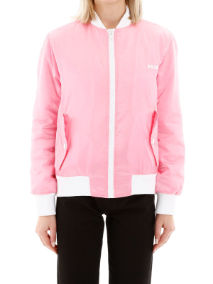 Msgm Logo Print Bomber Jacket