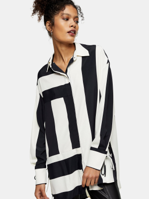 Black And White Stripe Print Shirt