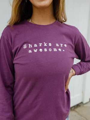 Sharks Are Awesome Berry Eco Tee