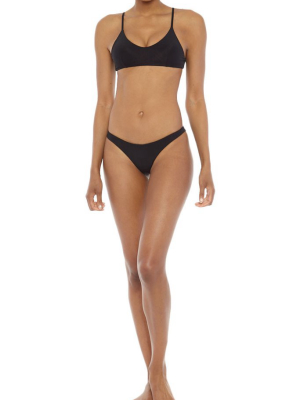Muse Sporty Scoop Neck Bralette Bikini Top - Black