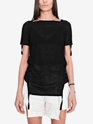 Drawstring-panel Transparent T-shirt