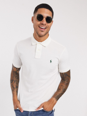 Polo Ralph Lauren Player Logo Slim Fit Pique Polo In Cream