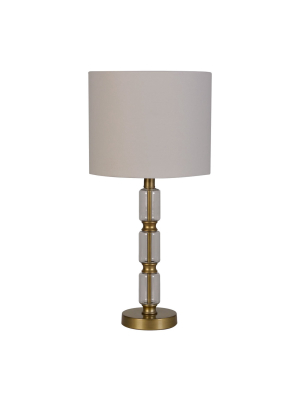 Glass Stacked Cylinder With Brass Detail Table Lamp Clear - Threshold™