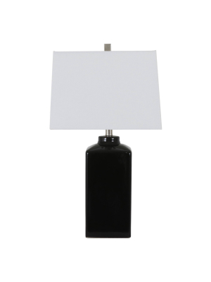 26.5" Kennedy Ceramic Table Lamp Black - Decor Therapy