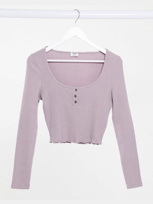 Cotton:on Lettuce Edge Long Sleeve Top In Lilac