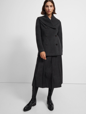 Shawl Peacoat In Wool-cashmere