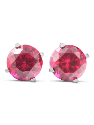 Pompeii3 2ct Ruby Studs 14k White Gold Womens Earrings