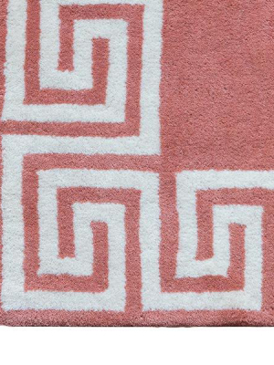 Greek Key Rug In Peach