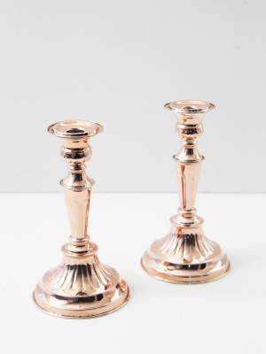 Coppermill Kitchen Vintage English Sheffield Embossed Candlesticks