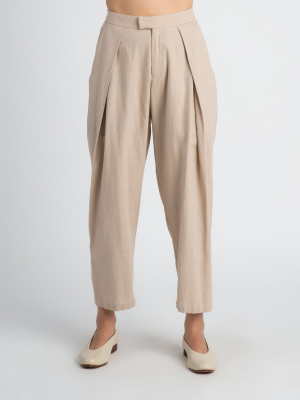 Seed Pleated Tapered Pant W/ Elastic (unisex) - Dark Cream