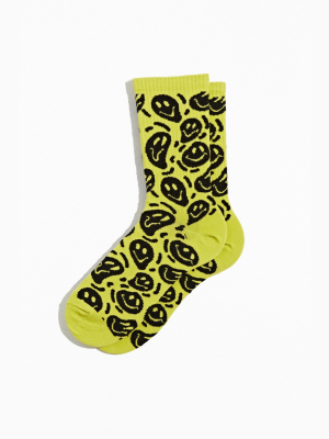 Twisted Smile Allover Print Crew Sock