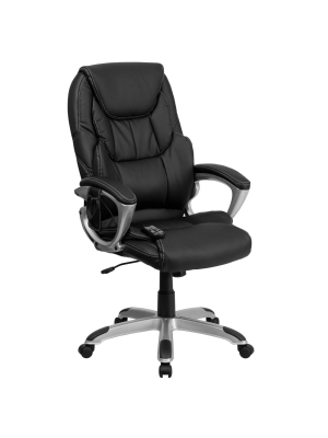 Massaging Executive Swivel Office Chair Black Leather - Flash Furniture