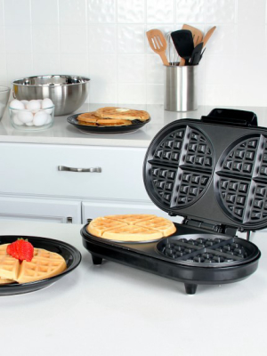 Kalorik Double Belgian Waffle Maker, Black & Stainless Steel