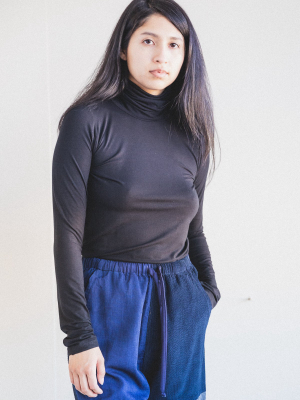 Turtleneck In Black Bamboo Jersey