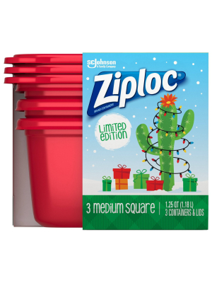 Ziploc Holiday Container Medium Square - Red - 3ct