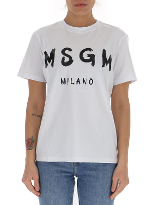 Msgm Logo Print Crewneck T-shirt