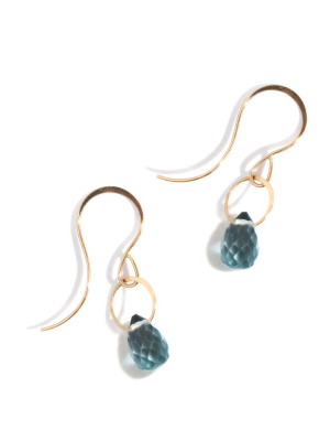 Blue Topaz Single Drop Earrings