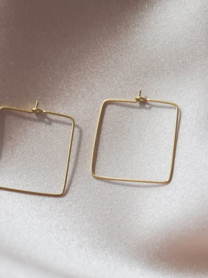 Square Hoops In Brass
