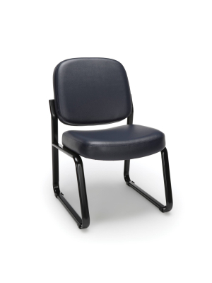 Armless Anti-microbial/anti-bacterial Vinyl Guest And Reception Chair Navy - Ofm